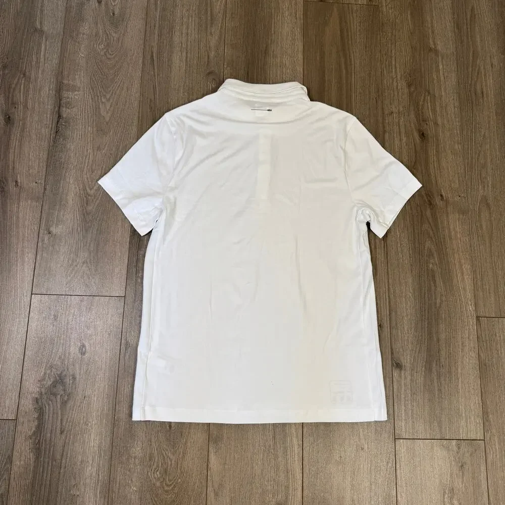 J.Crew White Performance Polo Mens L Short Sleeve Coolmax Stretch Athletic Shirt